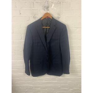 Bartolini Men's Plaid Two Button Sport Blazer Jacket Long Sleeve Navy Blue 52